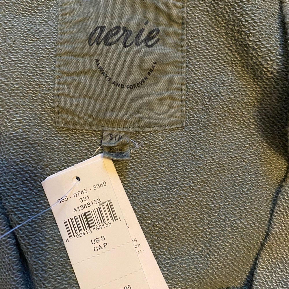 Aerie Fleece Button-Up Cardigan in Olive Fun - Picture 7 of 7